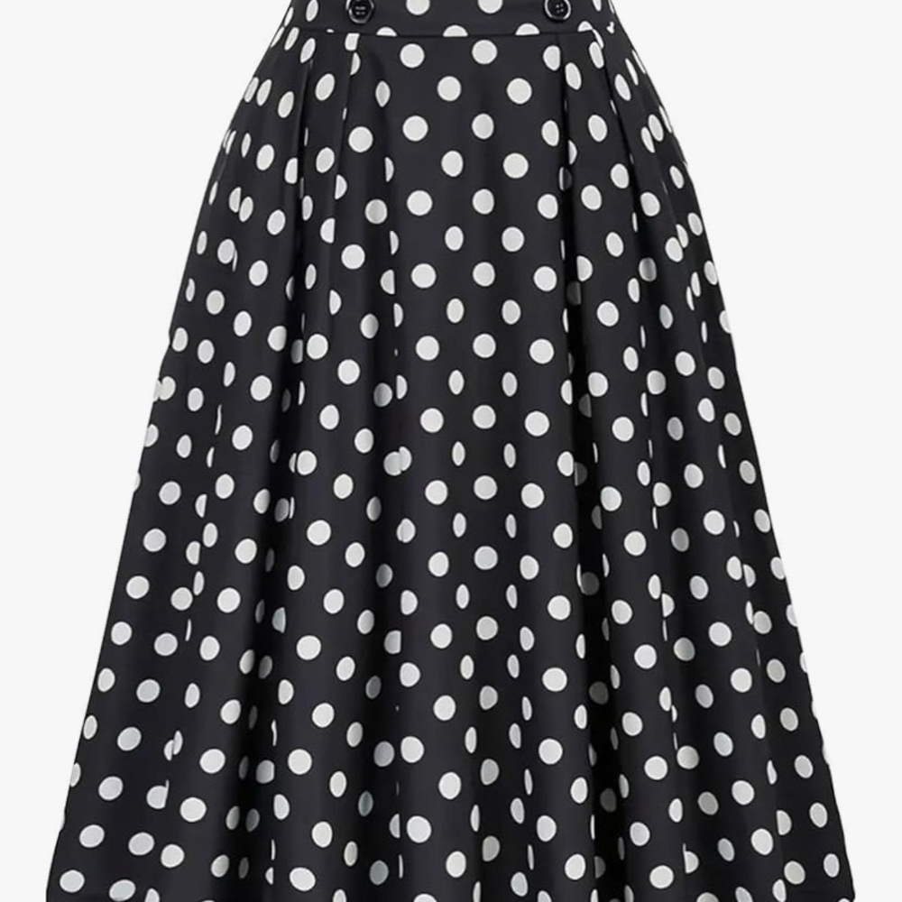 H&M Black and White Polka Dot A-Line Skirt. NWT